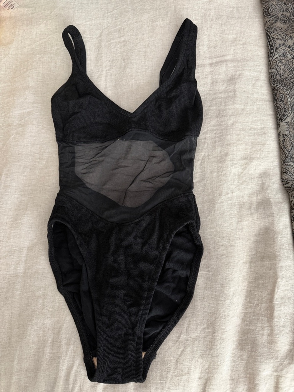 Anne Klein Black Sheer-Panel One-Piece Bodysuit
